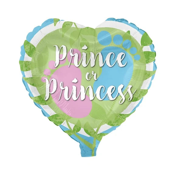 Kønsafsløringsballon med helium, grøn hjerteform, »Price« eller »Princess«, tom, 78 cm
