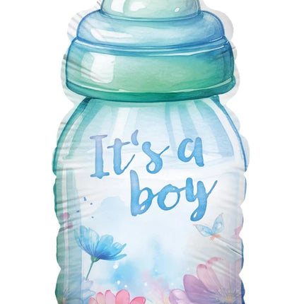 Blå heliumballon »It’s a Boy« – tom flaske, 78 cm