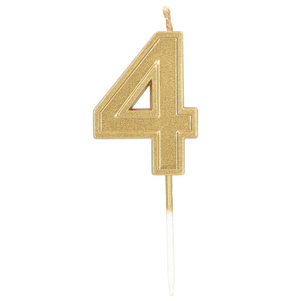 Lys „Elegant '4'“ i guld på lysestage (3 x 4,2 x 0,7 cm)