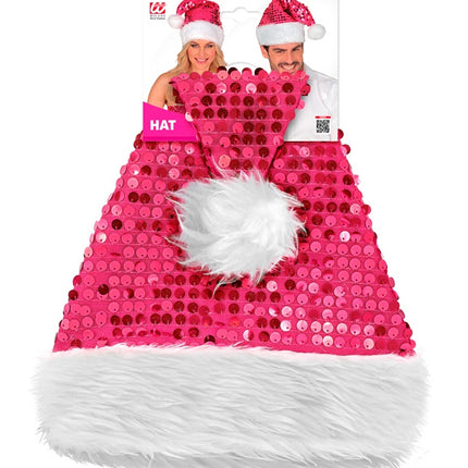 JULEMANDSHAT I PLYS OG PAILLETTER PINK