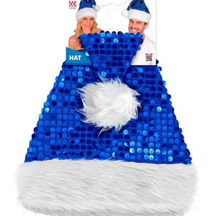 JULEMANDSHAT I PLYS OG PAILLETTER BLÅ