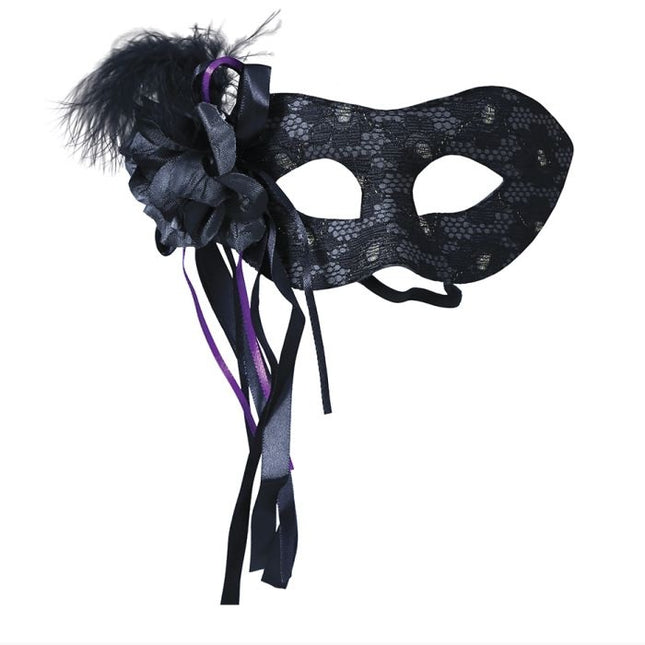 Sort øjenmaske fjer