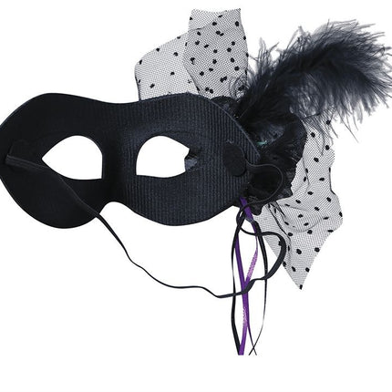 Sort øjenmaske med blomster og pailletter