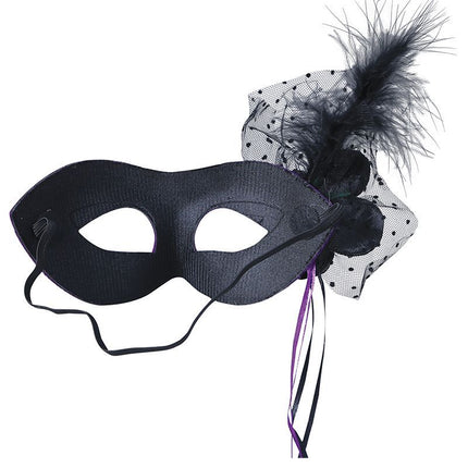 Lilla øjenmaske med blomster og pailletter