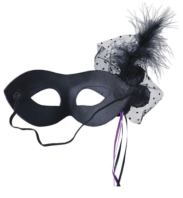 Lilla øjenmaske med blomster og pailletter