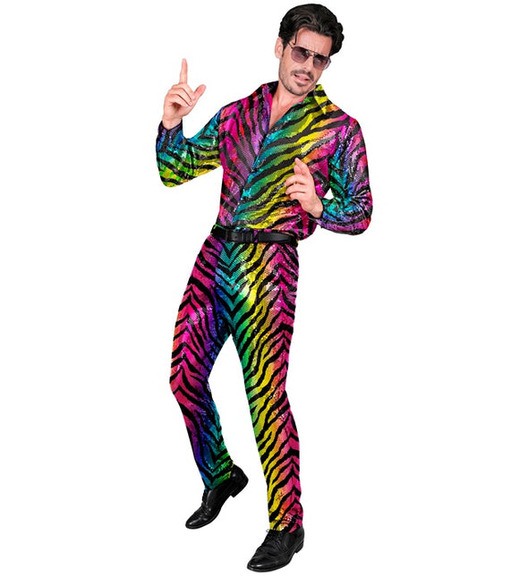 PAILLETS BROEK REGENBOOG TIGER Voksen