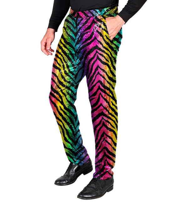 PAILLETS BROEK REGENBOOG TIGER Voksen