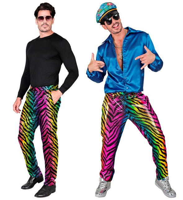 PAILLETS BROEK REGENBOOG TIGER Voksen