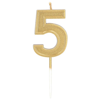 Lys „Elegant '5'“ i guld på lysestage (3 x 4,2 x 0,7 cm)