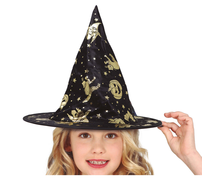 Sort guld heksehat barn