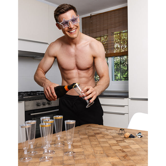 Sæt med 4 funklende plastfløjter i guld