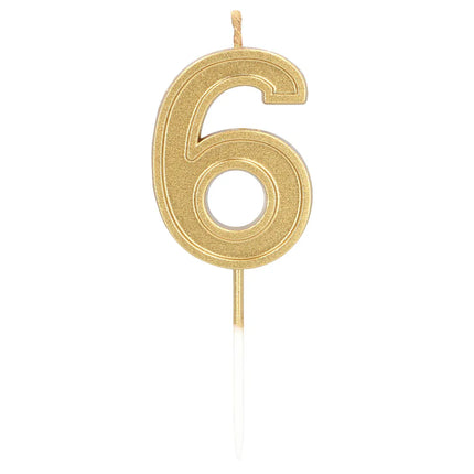 Lys „Elegant '6'“ i guld på lysestage (3 x 4,2 x 0,7 cm)