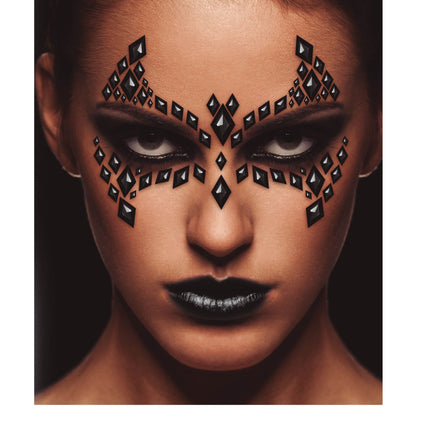 Sort ansigtsklistermærke flagermus 30x14 cm