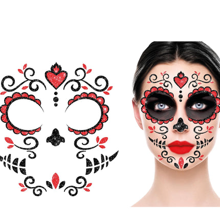 Dia De Los Muertos Face Stickers Glitter 20cm