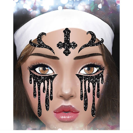 Halloween Face Stickers uden glitter 20 cm