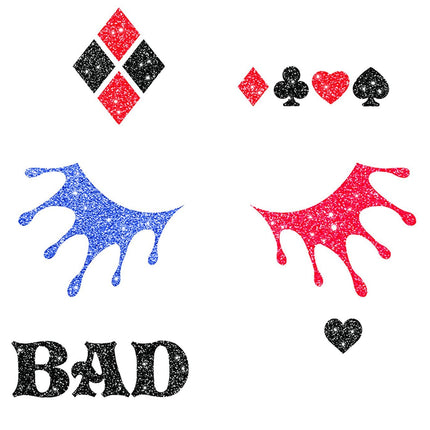 Ansigtsklistermærker Harley Quinn Glitter 20 cm