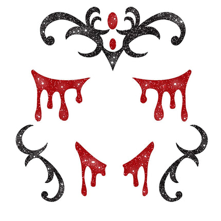 Halloween Face Stickers Vampire Glitter 20cm