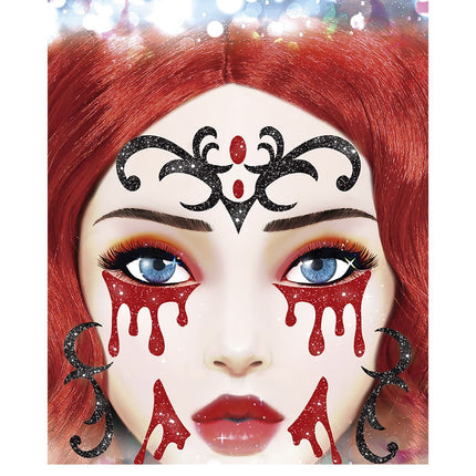 Halloween Face Stickers Vampire Glitter 20cm