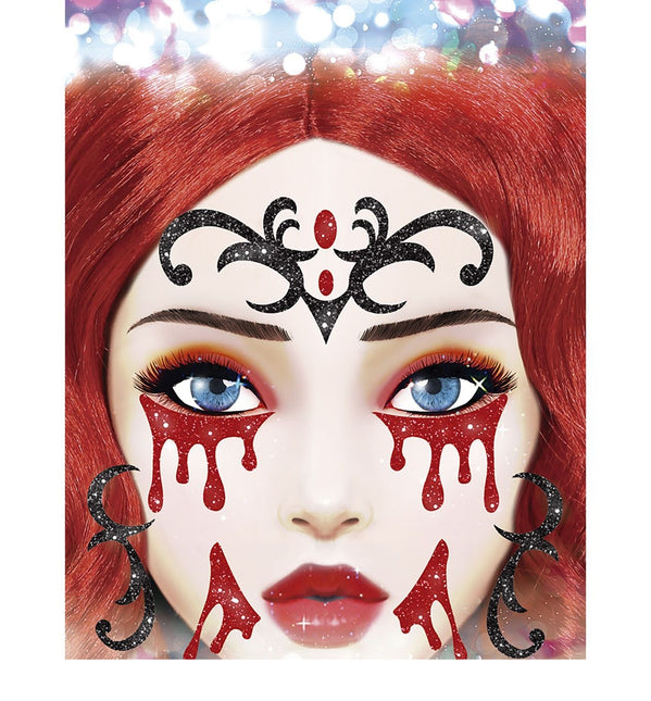 Halloween Face Stickers Vampire Glitter 20cm