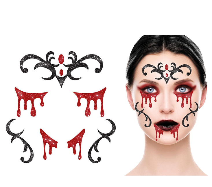 Halloween Face Stickers Vampire Glitter 20cm