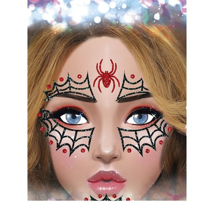 Halloween Face Stickers Spider Glitter 20 cm