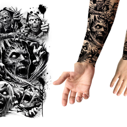Halloween-falsk tatovering – zombie, 30 cm