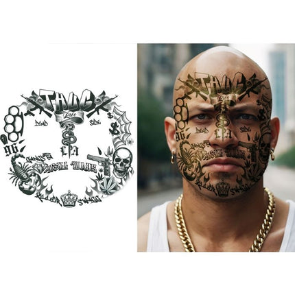Halloween-falsk tatovering »Thug Life« 22 cm