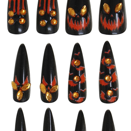 Halloween-kunstnegle, sort og orange