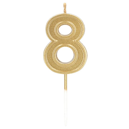 Elegant '8'-stearinlys i guld på lysestage (3 x 4,2 x 0,7 cm)