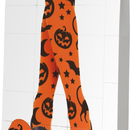Halloween-strømpebukser, orange, til piger