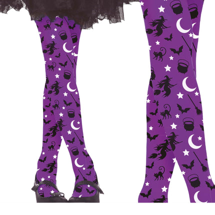 Lilla halloween-leggings heks barn