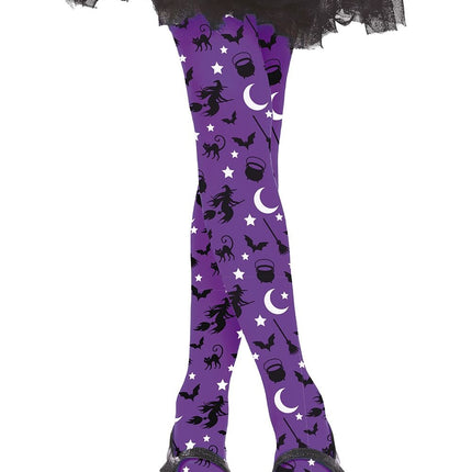 Lilla halloween-leggings heks barn