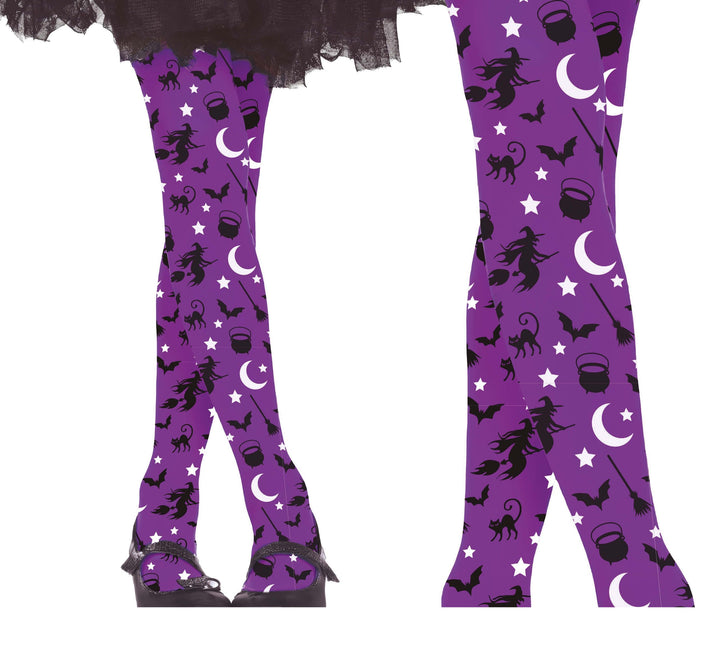 Lilla halloween-leggings heks barn