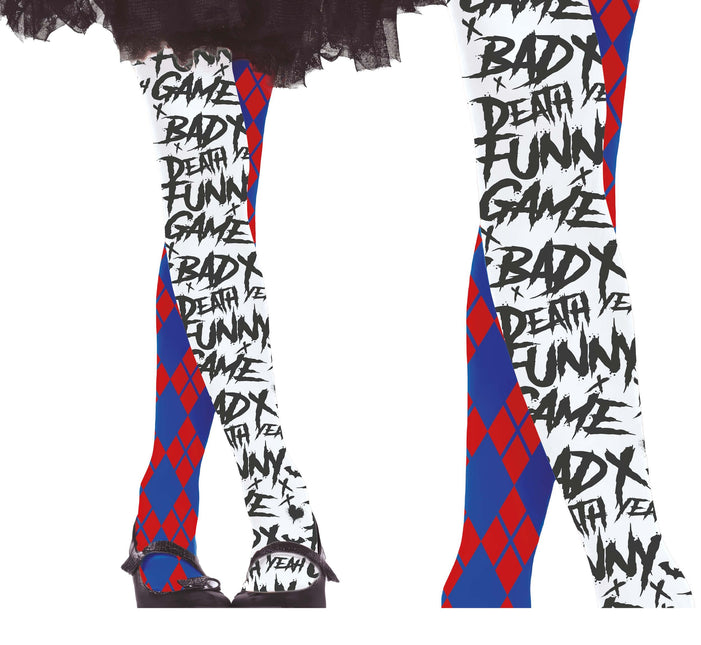 Rød blå Halloween-legging Harley Quin Child