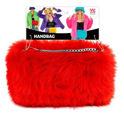 HÅNDTASKE, LANG, PLUSH, RØD