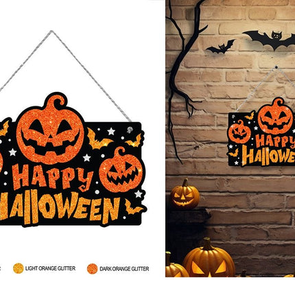 Halloween-dørskilt med glitter, 37 cm