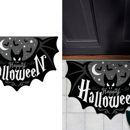 Halloween-dørmåtte, sort flagermus