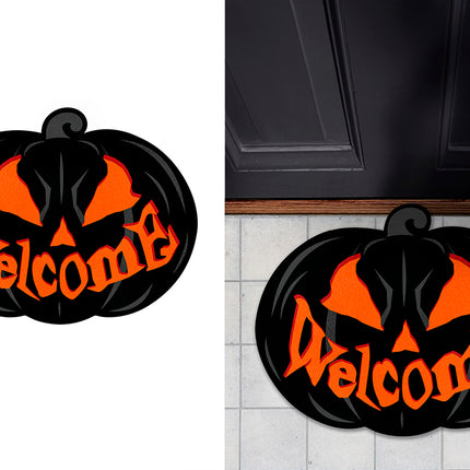 Halloween-dørmåtte med sort græskar