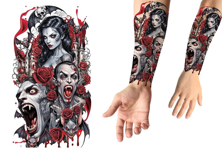 Halloween-falsk tatovering – vampyr, 14 cm
