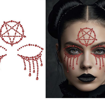 Halloween-ansigtsklistermærker med satanisk motiv