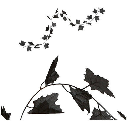 Halloween sort guirlande af blade 1,8 m