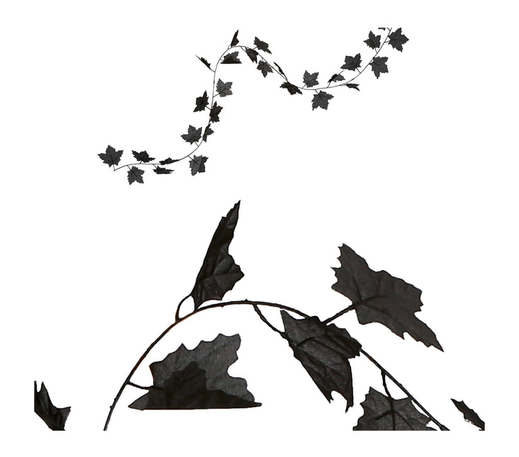 Halloween sort guirlande af blade 1,8 m