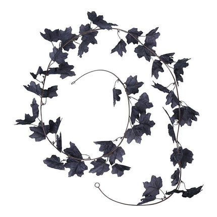 Halloween sort guirlande af blade 1,8 m