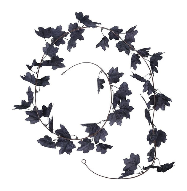 Halloween sort guirlande af blade 1,8 m