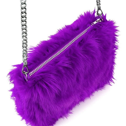LANG HÅNDTASKE I PLUSH, LILLA