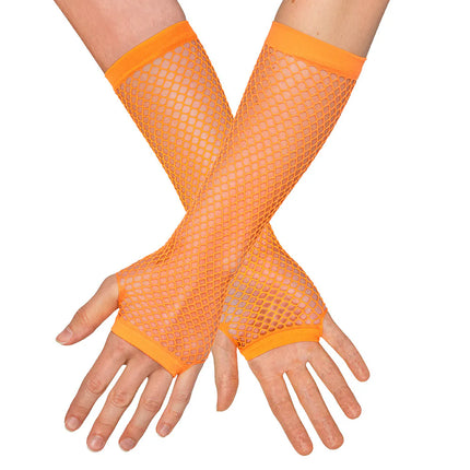 Et par handsker med albuebeskyttelse i mesh, neonorange