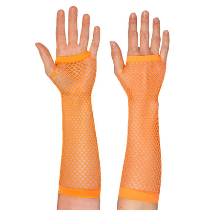Et par handsker med albuebeskyttelse i mesh, neonorange