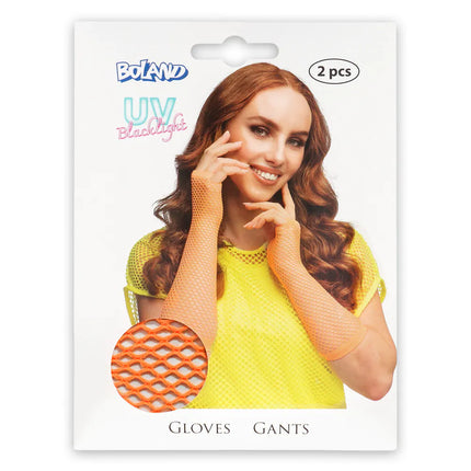 Et par handsker med albuebeskyttelse i mesh, neonorange