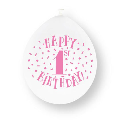 1e Verjaardag Latexballonnen Roze 23cm 10st van Unique koop je bij Partywinkel