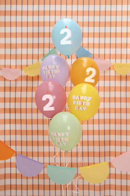 2 Jaar Ballonnen 30cm 6st van Partydeco koop je bij Partywinkel